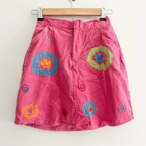 Vintage Nicknackpattywack Pink Corduroy Skirt w 80s Designs Attached Shorts 10